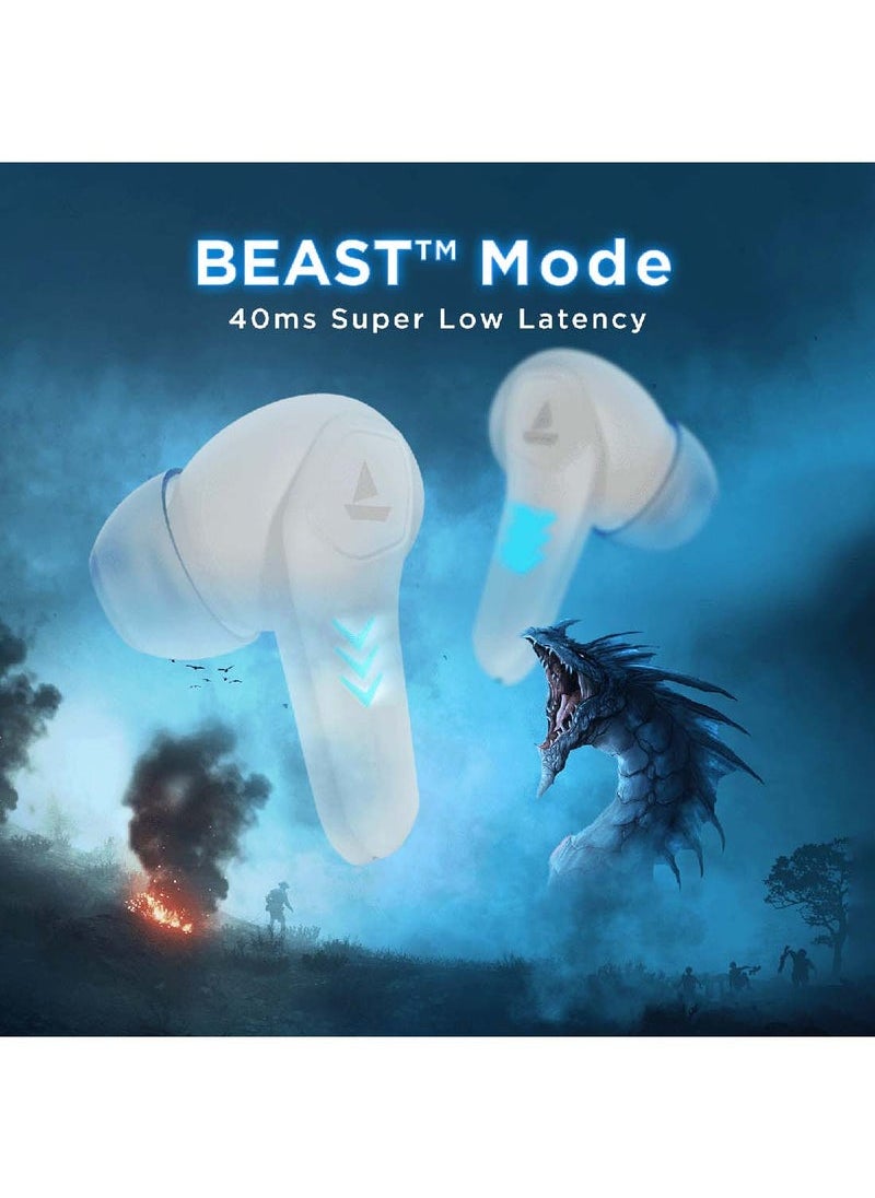 TIGER Immortal 131 True Wireless Earbuds White Sabre – 40Hrs Total Playback, Beast Mode with 40ms Ultra Low Latency for Gaming, Dual ENx Mics for Clear Calling, ASAP Charge, Bluetooth v5.3, IPX5 Water Resistance & Ergonomic Fit for Daily Use & Workouts  - Image 2