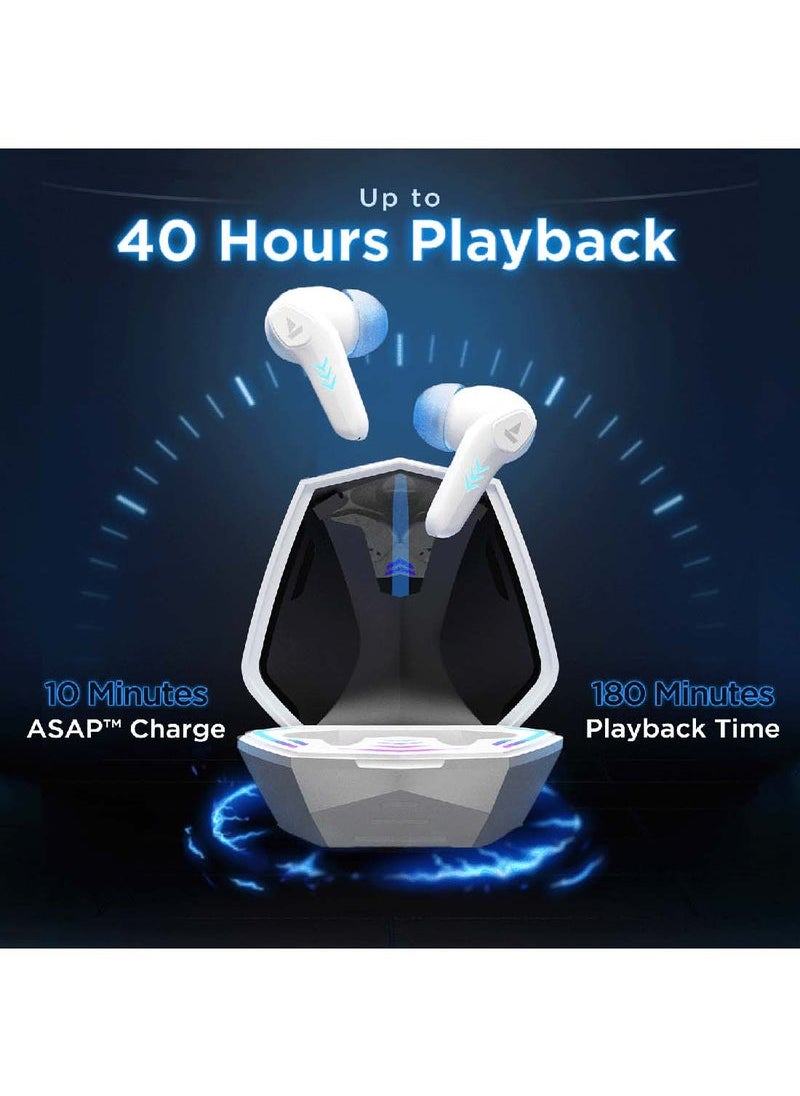 TIGER Immortal 131 True Wireless Earbuds White Sabre – 40Hrs Total Playback, Beast Mode with 40ms Ultra Low Latency for Gaming, Dual ENx Mics for Clear Calling, ASAP Charge, Bluetooth v5.3, IPX5 Water Resistance & Ergonomic Fit for Daily Use & Workouts  - Image 3