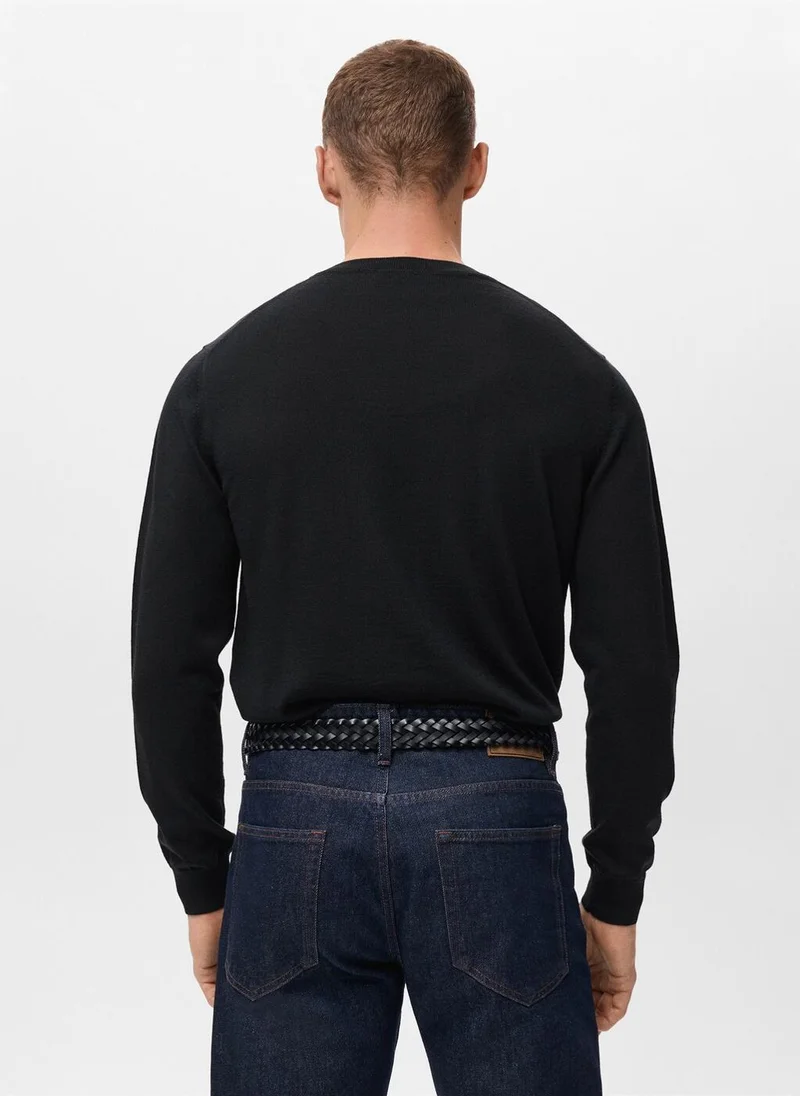 مانجو مان 100% Merino Wool Crew Neck Sweater