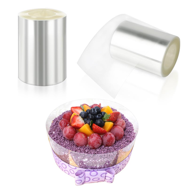 salbsever طوق كعكة 24 بوصة من الأسيتات، لفائف أوراق الأسيتات الشفافة، أدوات تزيين الكعك، 10م393بوصة، شرائط كعكة بلاستيكية احترافية، مستلزمات كعكة موس الشفافة