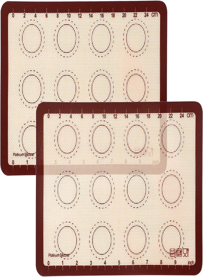 RUDRO IMPEX Silicone Baking Mat, Non-Stick Food Safe Oven Liners, Rolling Pastry Sheet, Reusable Non-Slip Cooking Pad for Macaron, Cookie, Dough and Pizza with Measurement(Grey)(21 x 30cm) (Pack of 2) - Image 1