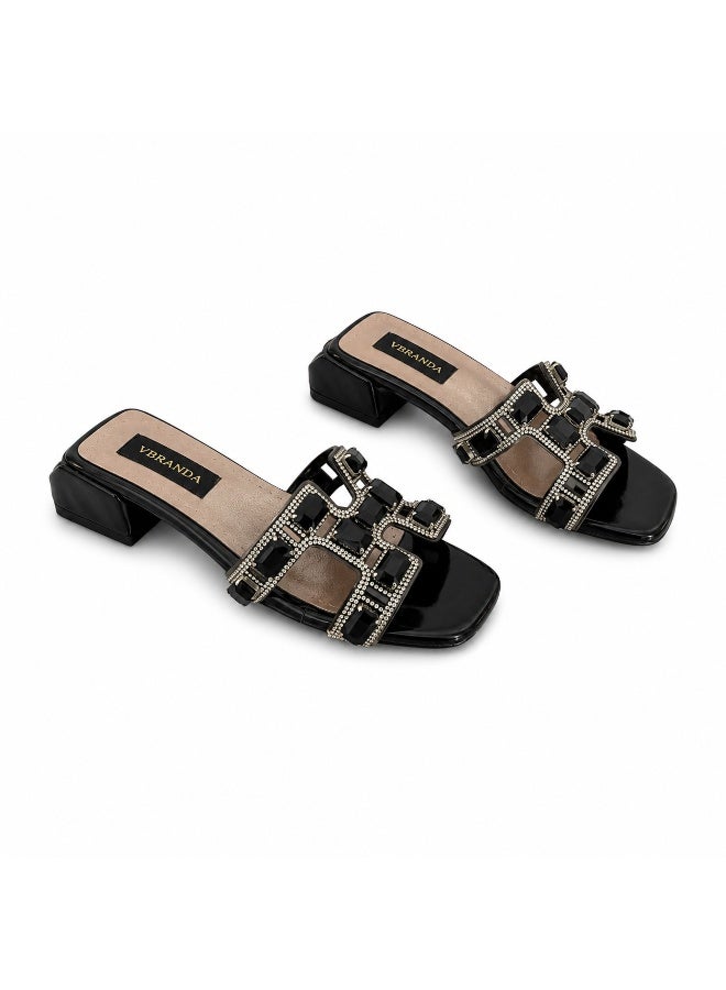 Vbranda Heeled Slipper with sparkling crystals and an elegant back crystal detail sf-82 - Image 4
