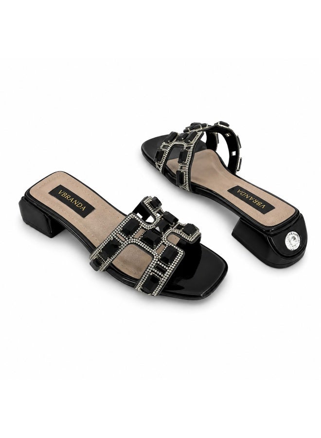 Vbranda Heeled Slipper with sparkling crystals and an elegant back crystal detail sf-82 - Image 3