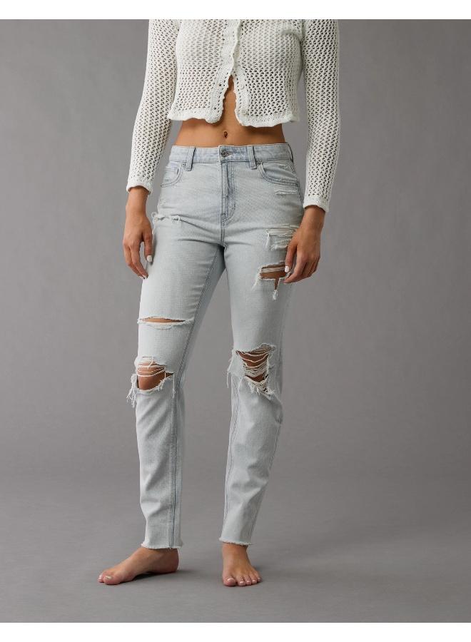 American Eagle AE Strigid Ripped Crackle Mom Jean - Image 1