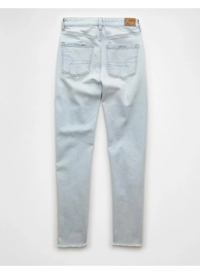 American Eagle AE Strigid Ripped Crackle Mom Jean