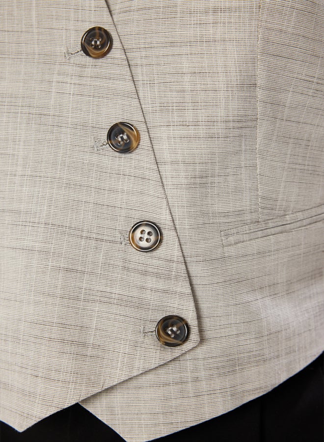 trendyol Limited Edition Crop Fitted Button Detailed Woven Linen Look Vest  - Image 4
