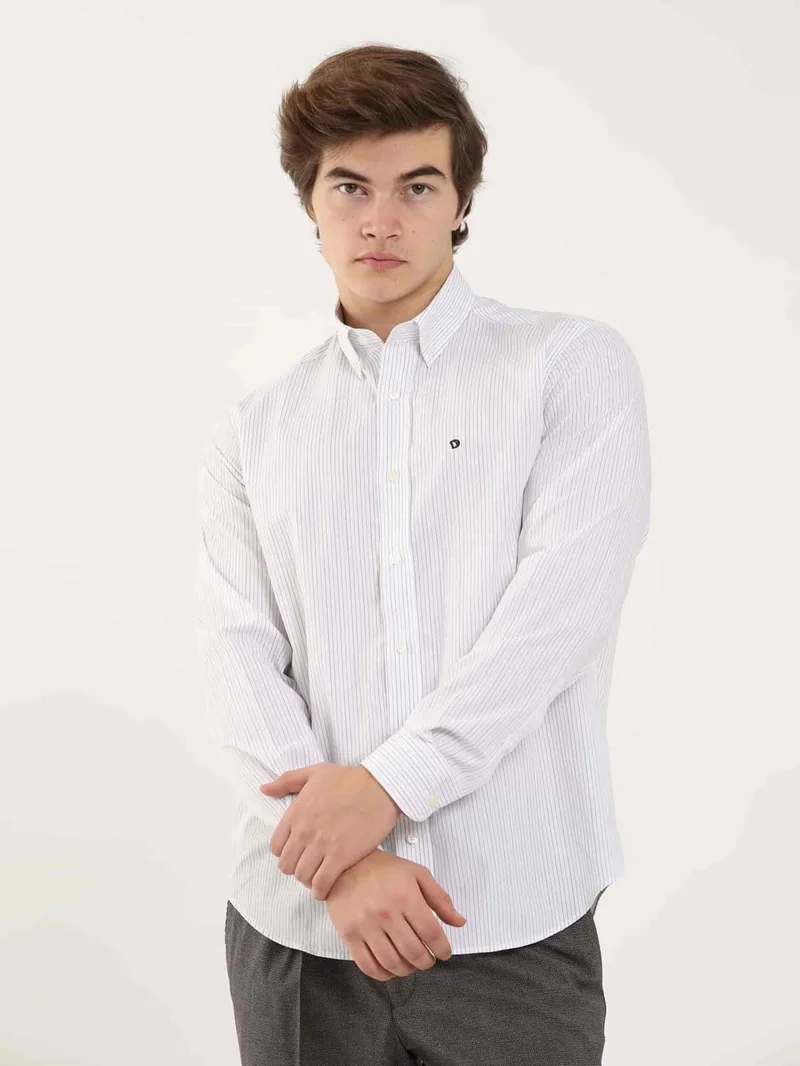 Dufy Mustard Men's Regular Fit Button-Up Collar Long Sleeve Shirt