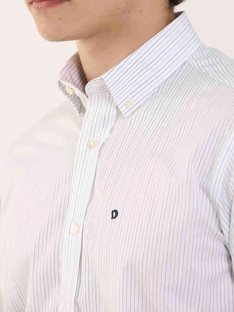 Dufy Mustard Men's Regular Fit Button-Up Collar Long Sleeve Shirt