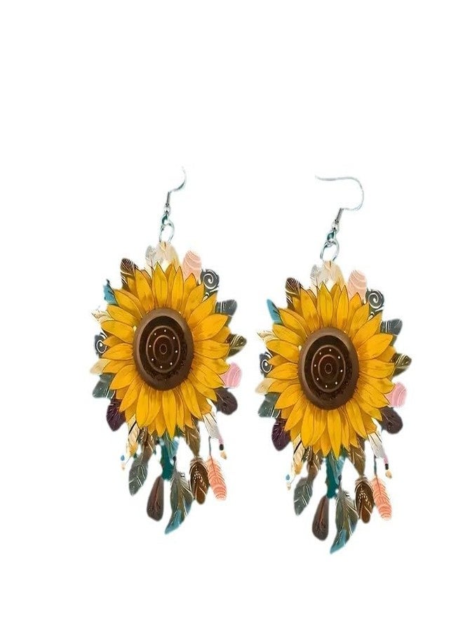 Honmin® Floral Sunflower Acrylic Earrings, Lightweight Versatile Drop Earrings for Women | Style 1 - Image 1