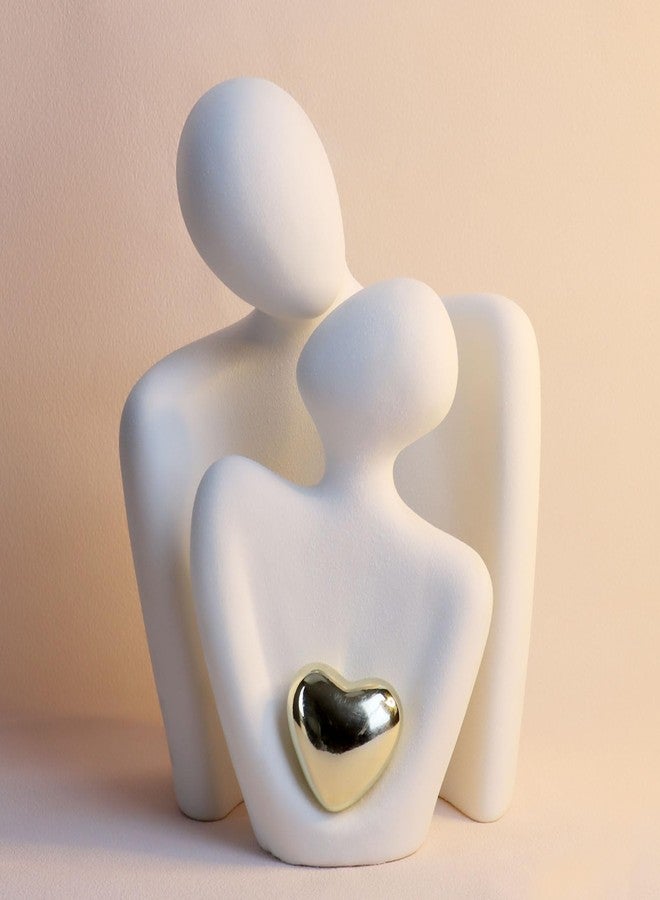 WANCHIY Modern Home Decor Lover Statues- 10'' Porcelain Sculptures for Shelf and Table Decor, Affectionate Couple Art Ceramic Sculpture- Romantic Figurine for Home, Bedroom, Livingroom, Office Decor - Image 1