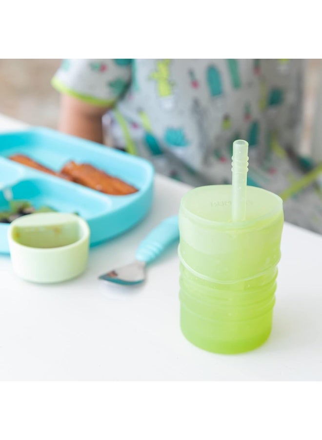 Bumkins Baby and Toddler Cups, Sippy Cup with Straw, Spill Proof, Transition Cup for Babies Ages 1 Year Up, Sip from Lid, Straw or Cup, Platinum Silicone, Holds 7oz - Image 4