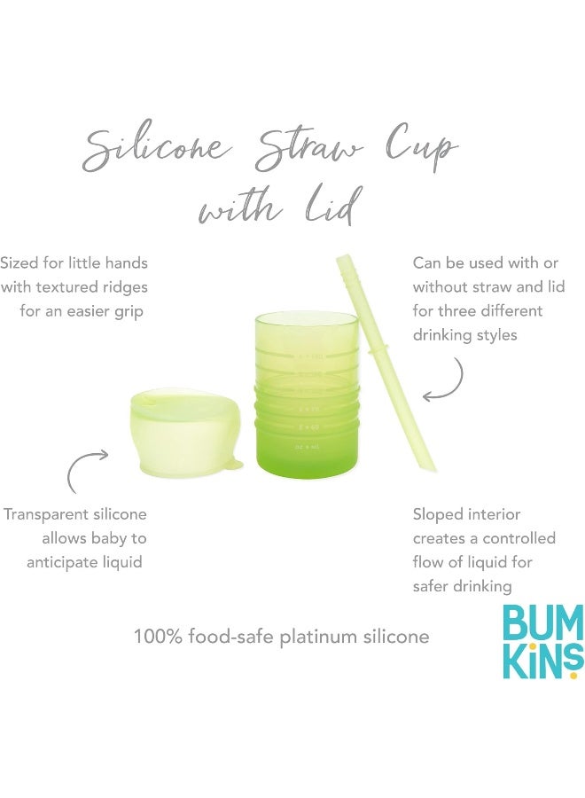 Bumkins Baby and Toddler Cups, Sippy Cup with Straw, Spill Proof, Transition Cup for Babies Ages 1 Year Up, Sip from Lid, Straw or Cup, Platinum Silicone, Holds 7oz - Image 5