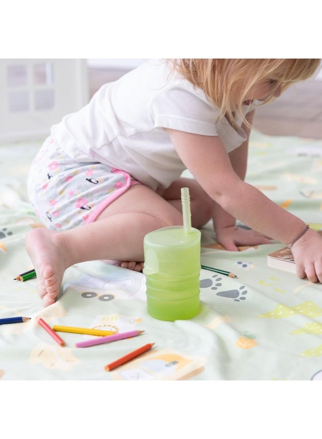 Bumkins Baby and Toddler Cups, Sippy Cup with Straw, Spill Proof, Transition Cup for Babies Ages 1 Year Up, Sip from Lid, Straw or Cup, Platinum Silicone, Holds 7oz - Image 2