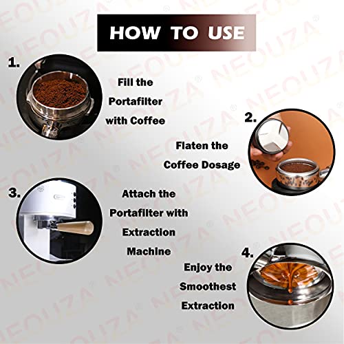 NEOUZA Espresso Portafilter 51mm Compatible with DeLonghi Stilosa ECP31.21 ECP33.21 ECP35.31 Coffee Machine Non-pressurized Basket, Double Spouts (2 Ears) - Image 5