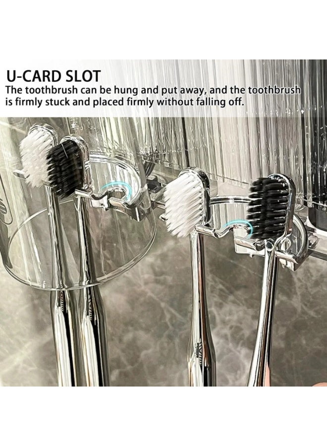 فالمر حامل فرشاة أسنان للحمامات، حامل فرشاة أسنان مثبت على الحائط مع موزع معجون أسنان، حامل فرشاة أسنان بسعة 2 كوب مع 4 فتحات للفرشاة و2 تخزين لمستحضرات التجميل (أبيض) - Image 3