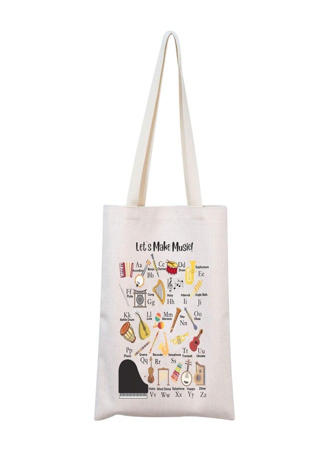 MNIGIU Music Teacher Alphabet Tote Bag - Appreciation Gift for Music Lovers - End of Year Handbag - Image 1
