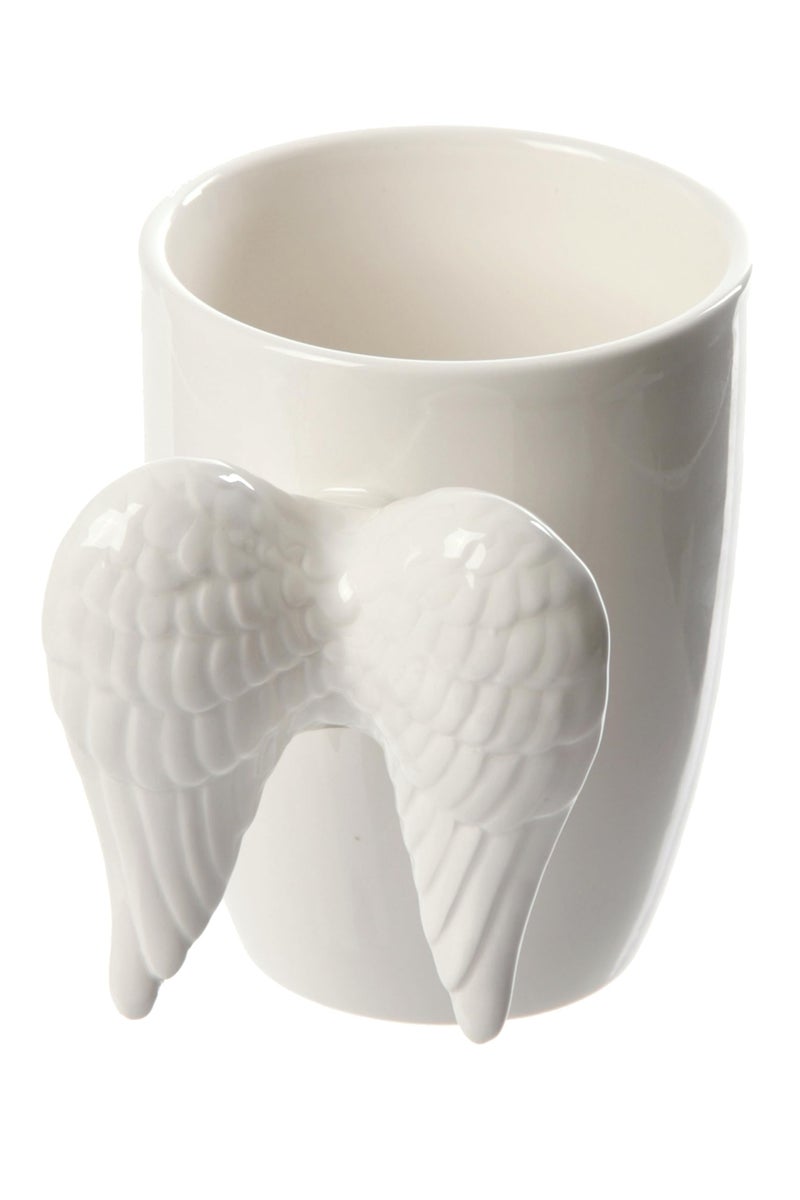 Puckator White Angel Wings Ceramic Shaped Handle Mug - University Essentials - Cute Gifts for Girlfriend - Large Mugs for Men Women Hot Drinks - Cute Cups Presents - Secret Santa Gifts - Cup Set - Image 1