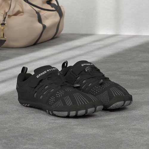 Grand Attack Barefoot Shoes Men Minimalist Lightweight Cross-Trainer Zero Drop Wide Toe Box Wrestling Weightlifting Walking Shoes Trail Running Sneakers Black Athletic Size 10 - Image 2