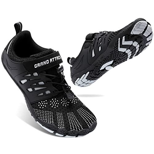 Grand Attack Barefoot Shoes Men Minimalist Lightweight Cross-Trainer Zero Drop Wide Toe Box Wrestling Weightlifting Walking Shoes Trail Running Sneakers Black Athletic Size 10 - Image 1
