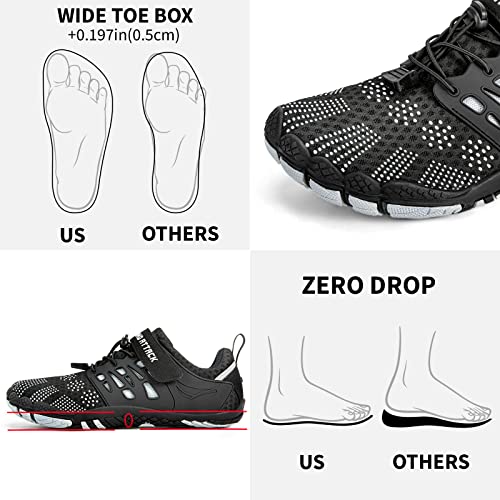 Grand Attack Barefoot Shoes Men Minimalist Lightweight Cross-Trainer Zero Drop Wide Toe Box Wrestling Weightlifting Walking Shoes Trail Running Sneakers Black Athletic Size 10 - Image 4