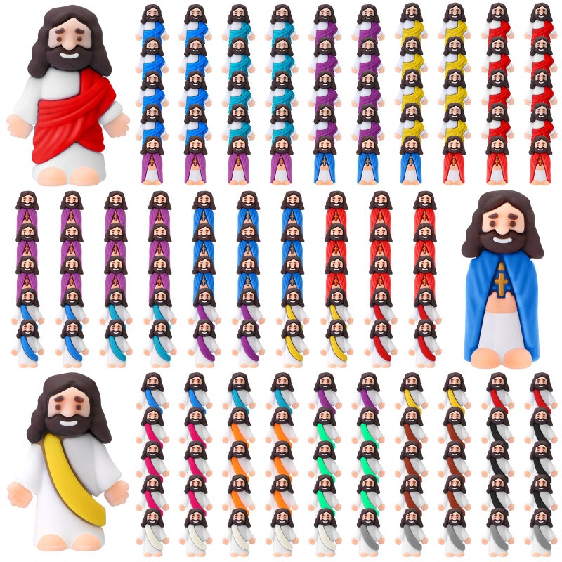 Bememo Bememo 300 Pcs Mini Jesus Figurine Bulk Everyone Needs a Little Jesus Pocket Toys for Share Pass The Love Religious Party Favors for Church and Sunday School