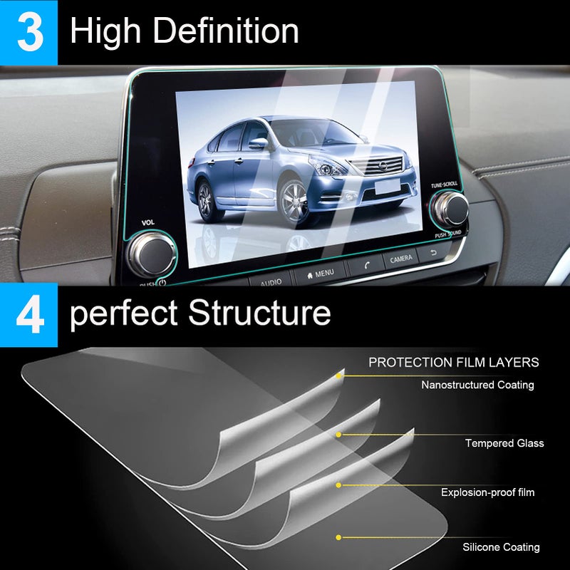 TTCR-II Navigation Display Screen Protector 8-Inch for Nissan Altima 2.5 SR 2019-2025, for Rogue S/SV 2021-2025 and Sentra SR/SV 2020-2024, Console Touchscreen Tempered Glass Protector - Image 5