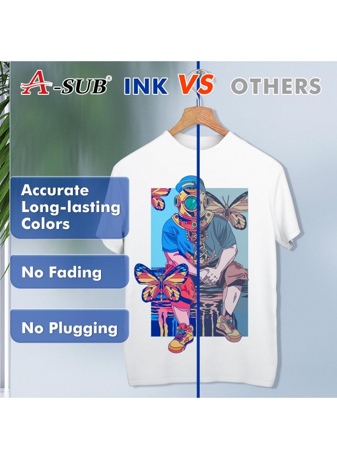 A-SUB A-SUB 480ML Sublimation Ink Refill Compatible with ET-2720 ET-2760 ET-4760 ET-2800 ET-2803 ET-2850 ET-3760 WF-2830 WF-7710 Inkjet Printers for Heat Transfer Mug, Tumbler, T Shirts