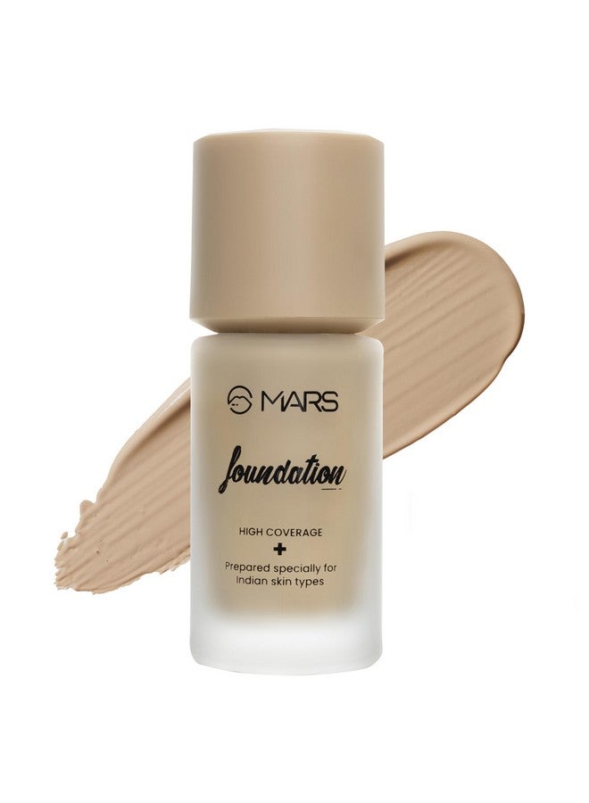 مارس كريم أساس سائل غير لامع عالي التغطية من MARS | كريم أساس خالٍ من العيوب وقابل للدمج للمكياج (40 مل) (SHADE-04) - Image 1