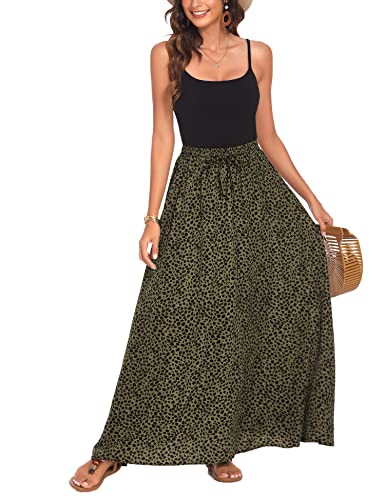 Bluetime Women Boho Summer Chiffon Long Dress Beach Cover Up Casual High Waisted Maxi Skirt (S, Floral16) - Image 4