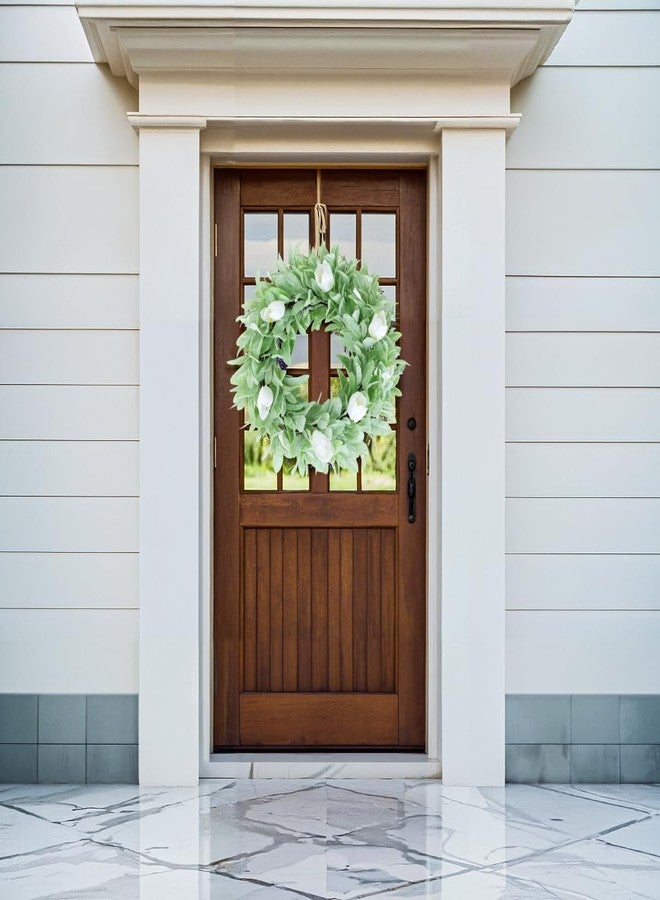 Seasons 18" Lambs Ear Wreaths, Artificial Wreath for Home Decor - Image 2