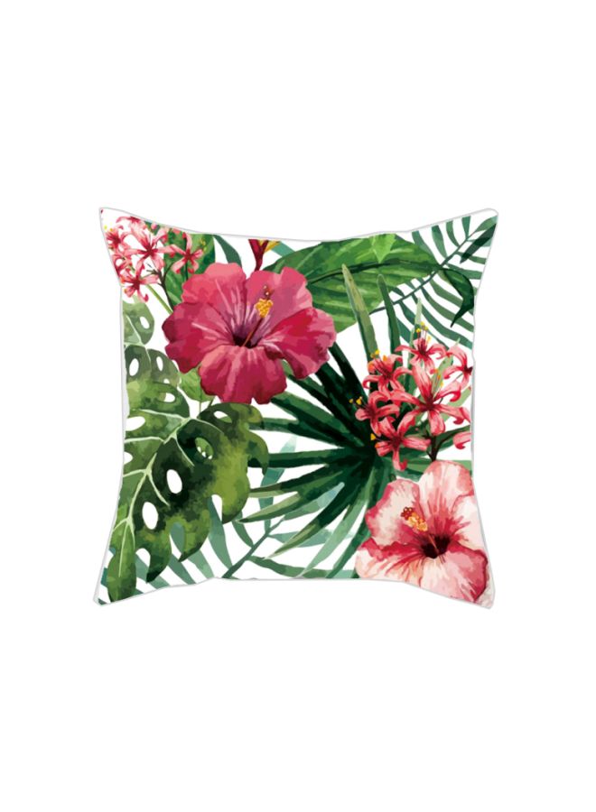 NIBEMINENT Floral Printed Cushion Cover Green/Pink/White 45x45cm