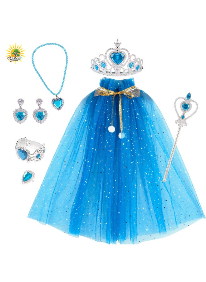 Vicky Fairy Tale Children Girl Play Queen Cape Scepter Crown Princess Bag Necklace Earrings Ring-Specifications:SP10-6E Display Box  - Image 5