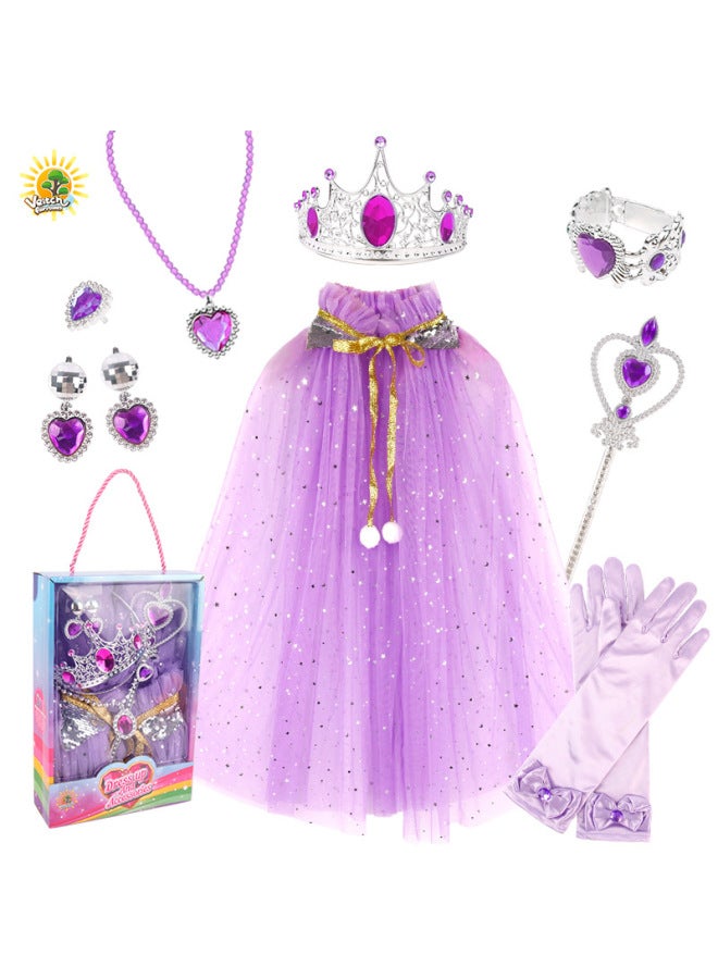 Vicky Fairy Tale Children Girl Play Queen Cape Scepter Crown Princess Bag Necklace Earrings Ring-Specifications:SP10-6E Display Box  - Image 1