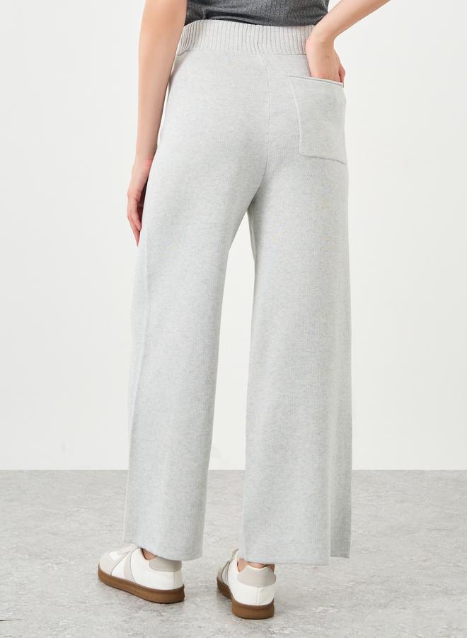 Styli Flat Knit Wide Leg Pants with Drawstring Waist - Image 4