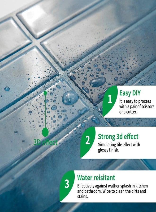LONGKING 10-Sheet Blue Peel and Stick Backsplash for Kitchen Wall, Kitchen Backsplash Tiles, Wall Tiles, 11.4" x 9" - Image 4