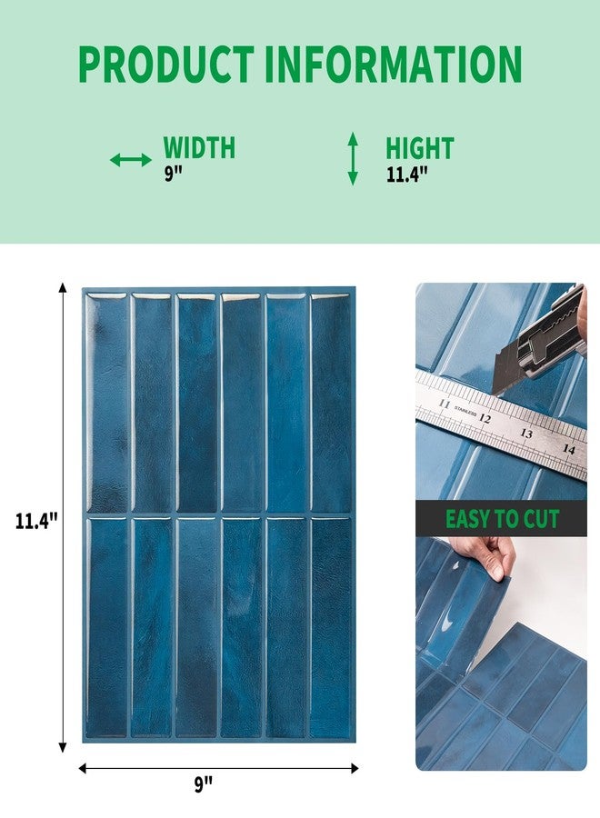 LONGKING 10-Sheet Blue Peel and Stick Backsplash for Kitchen Wall, Kitchen Backsplash Tiles, Wall Tiles, 11.4" x 9" - Image 3