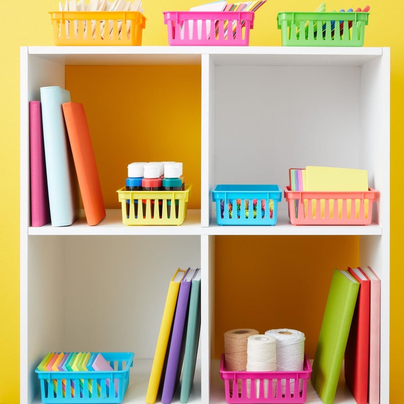 Bright Creations 12 Pack Small Plastic Classroom Storage Bins for Organization and School Supplies 6 Colors (6.2 x 4.8 x 2.4 inches) - Image 3