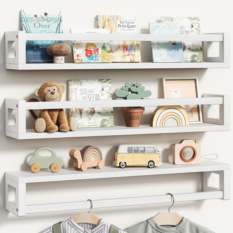 TidyCorner Upgraded Thick Floating Shelves - 24 Inch Multi-Use Wall-Mounted Bookshelves for Kids and Nursery, Ideal for Books, Toys, Spice Rack, Decor - White - Image 1