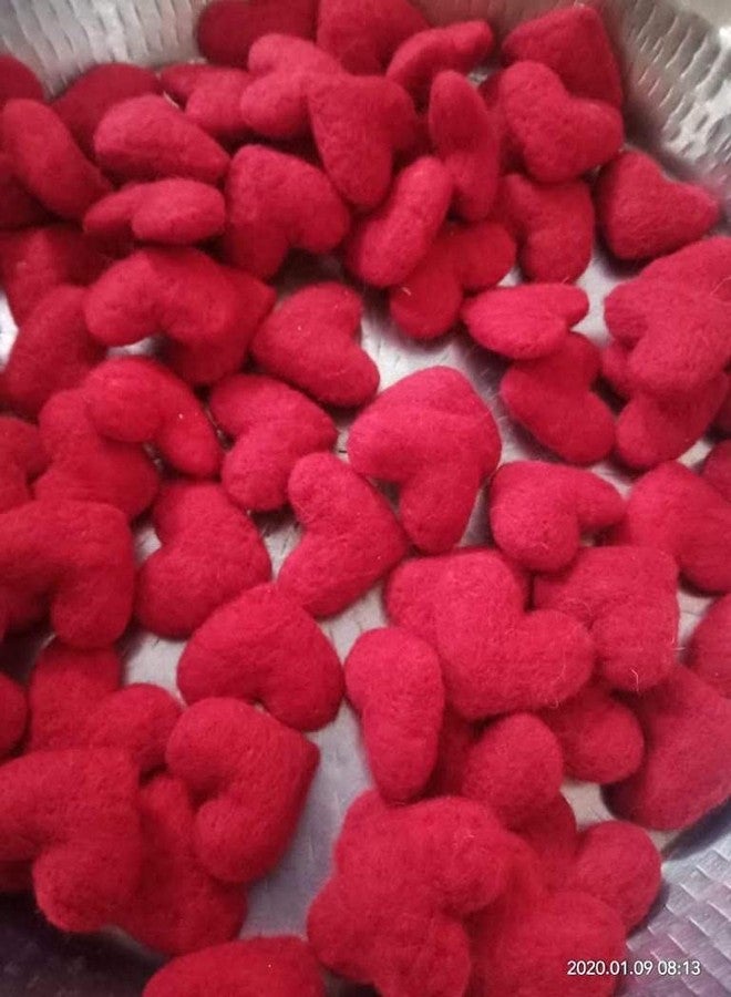 OON Wool Felt Heart Shape 50 Pieces for Anniversary/Party/Valentine/Wedding Decoration Crafts DIY Size 2.5 cm Color Red (50) - Image 3