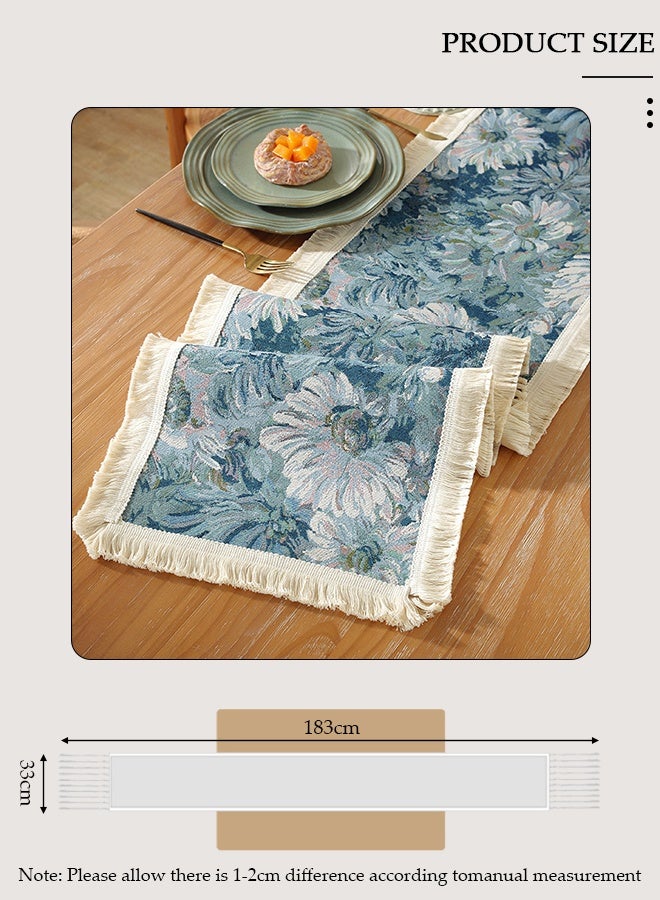DUNISO Table Runner, Long Modern Blue printing Table Runner,Table Runner for Dining for Holiday Party,Wedding and Dining Decorations 30*180cm - Image 2