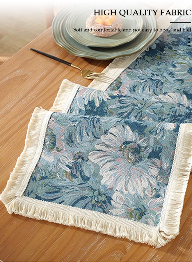 DUNISO Table Runner, Long Modern Blue printing Table Runner,Table Runner for Dining for Holiday Party,Wedding and Dining Decorations 30*180cm - Image 4