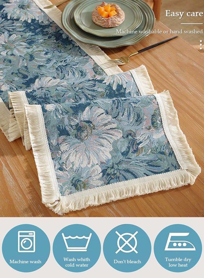 DUNISO Table Runner, Long Modern Blue printing Table Runner,Table Runner for Dining for Holiday Party,Wedding and Dining Decorations 30*180cm - Image 3