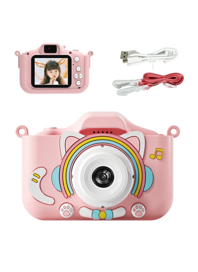 Kitty HD Cartoon Video Children Digital Camera Small SLR Dual Camera Mini Toy Camera-Color:Pink Robot Cat (standard Configuration + High-definition Dual Camera) + 32g Memory Card + Exquisite Packaging  - Image 1