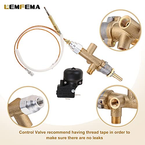 Lemfema Propane Gas Patio Heater Repair, Replacement Parts for Thermocouple Sensor & Dump Switch Controls Safety Kit,Main Control Valve with Pilot Port Kit - Image 4