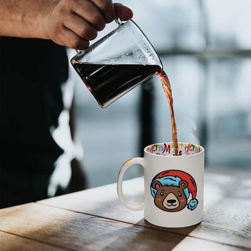 Style In Print Ceramic Christmas Coffee Mug 11 Ounces Cute Cartoon Polar Bear with Santa Cap Style B Funny Tea Cup Christmas Santa Cap Design Only Design Only - Image 4
