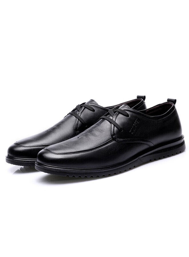 Strongman Qiangren Jd351019, Extra Large Lace-up Casual Men's Leather Shoes, Lightweight Comfortable Breathable, Black, Size 45 - Image 4
