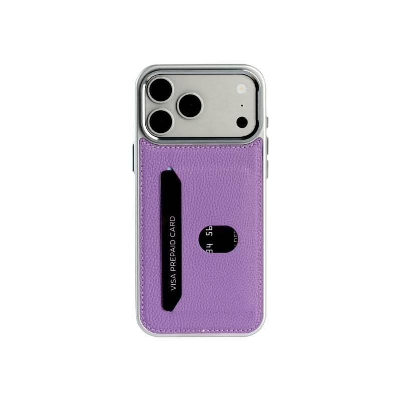 MS غطاء واقي بملمس جلد لـ iPhone 12 مع حامل بطاقات وحماية من السقوط مع مقاوم للصدمات مع قبضة مضادة للانزلاق باللون بنفسجي مضاد للانزلاق باللون البنفسجي - Image 1