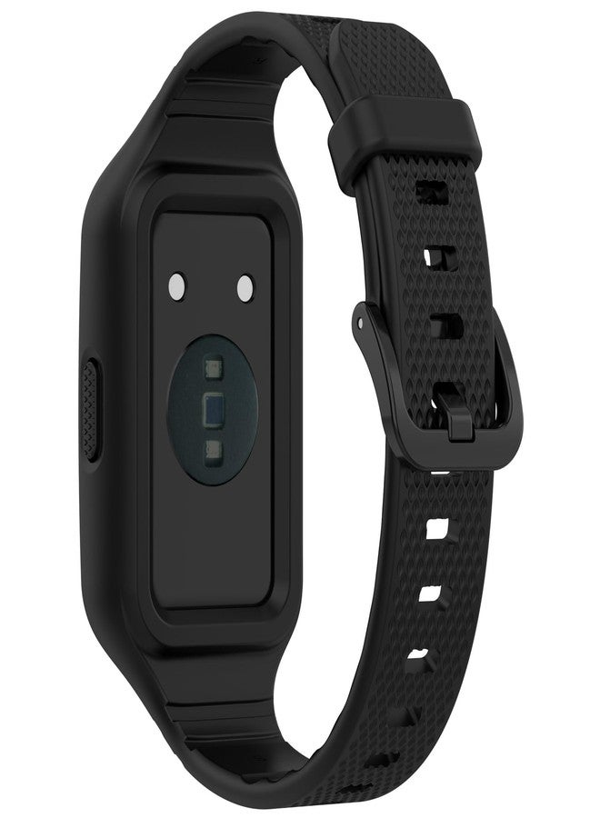 أساور معصم بديلة من Disscool متوافقة مع ساعات هواوي Band 9/Band 8/Band 7/Band 6/Band 6 Pro، سوار معصم مدمج من السيليكون الناعم قابل للتعديل مع آلية فك سريعة للرجال والنساء (أسود) - Image 2