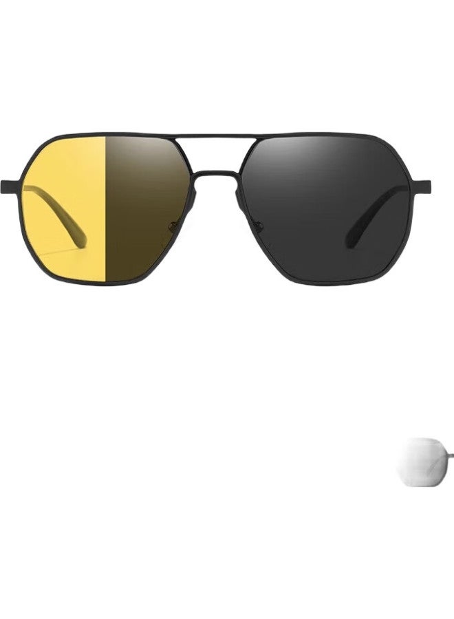 Shi Yun World Art Polarized Photochromic Sunglasses Men'S Driving Fishing Driving Anti-Glare Uv Black Frame Yellow To Gray Lens - Image 2