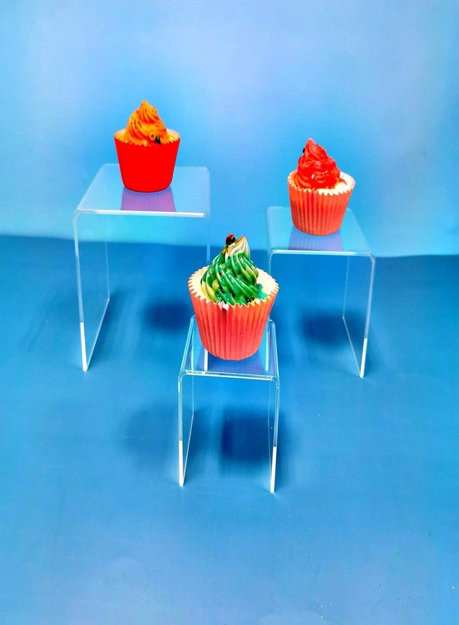 HESIN 2 Sets Clear Acrylic Display Stand for POP Figures Cupcake Risers Hoder Shop Retail Bridge Rack 3inch,4inch,5inch - Image 4
